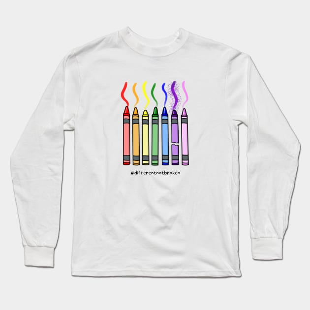 Rainbow Crayons – Autism Awareness Long Sleeve T-Shirt by bumpyroadway08